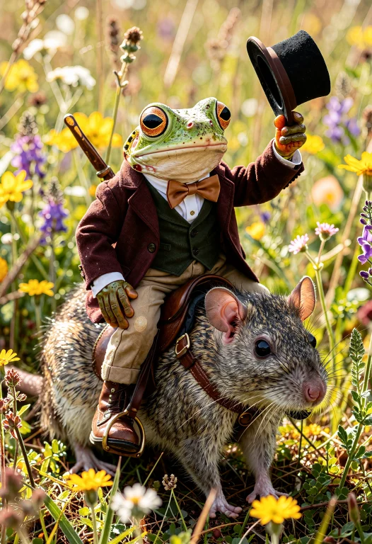 A Small Anthropomorphic Frog Wearing A Formal Victorian Suit...