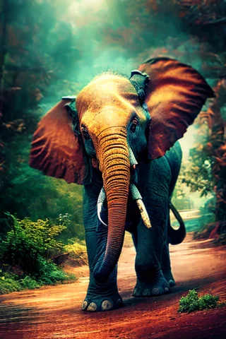 Medium Eye Level Deep Focus Shot Of Elephant1.2, Beautiful S... — Stable Diffusion AI Prompt: medium eye level deep focus shot of (Elephant:1.2), (beautiful scenery), Subsurf...