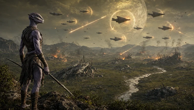 A Photorealistic Science-fiction Landscape Fills The Entire...