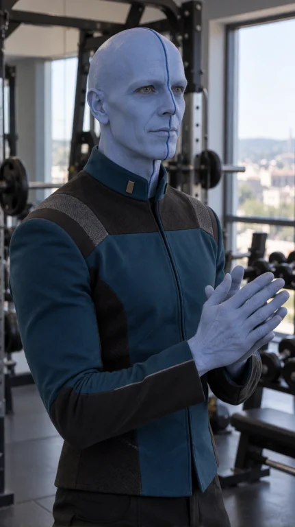 Blnml Alien Man, Chest-up, Eye-level, Hands Clasped Mid-moti...