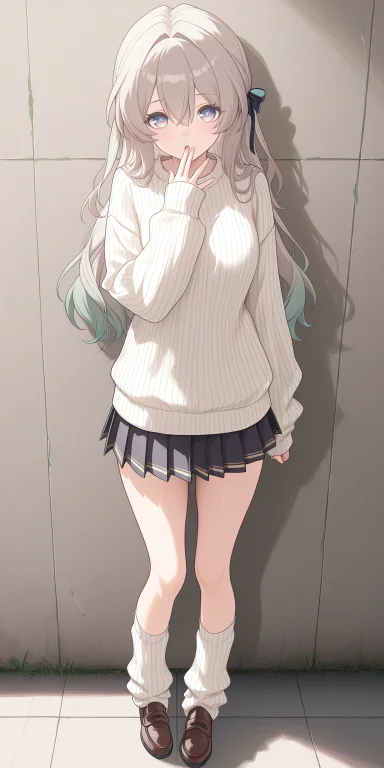 Fireflyhsr, 1girl, Grey Hair, Long Hair, Bangs, Hair Between...