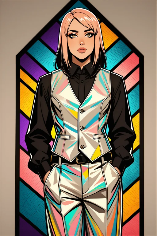 Volanisy Style, Two-tone Peach And Black Hair, Wearing A Ref...