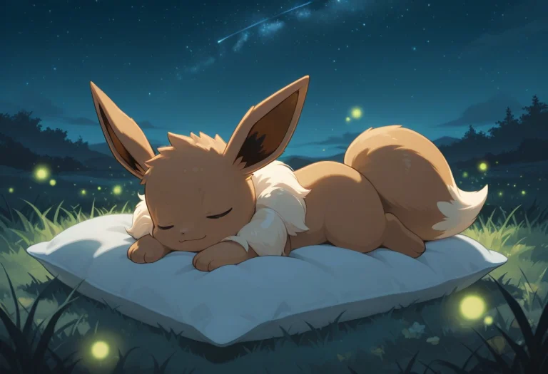 Eevee, Pokemon, Solo, Full Body, Closed Eyes, Outdoors, Sky,...