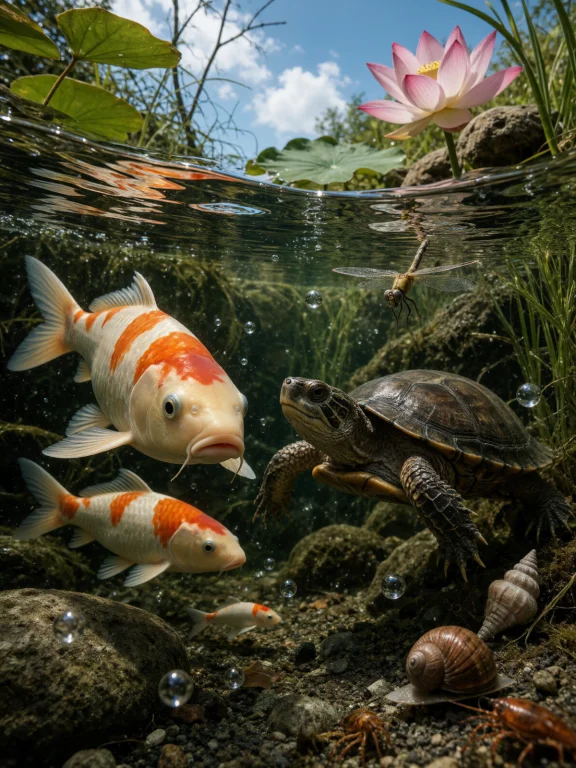 A Wide, Photorealistic Underwater Nature Scene Shows A Lush...