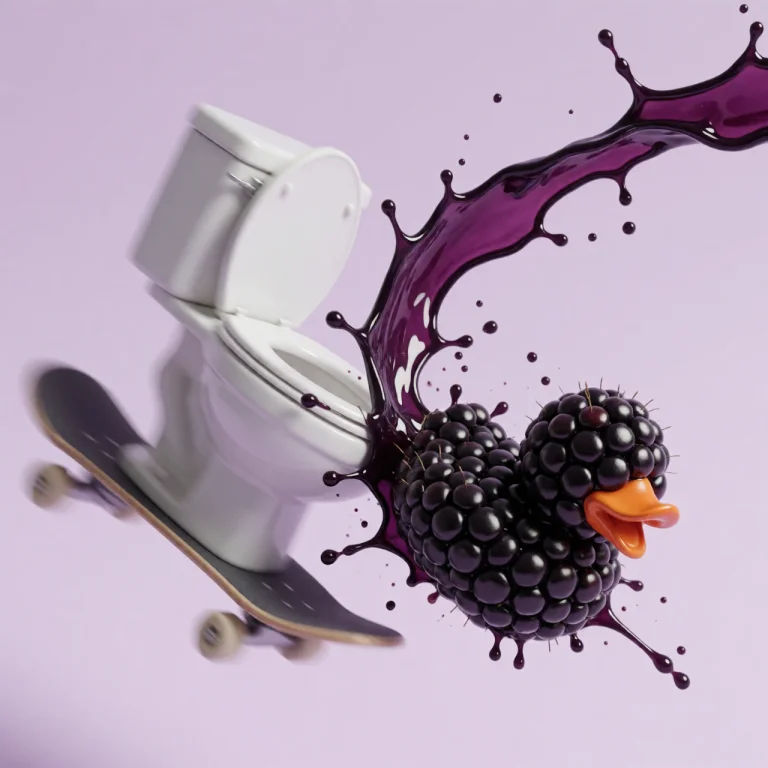A Yellow Rubber Duck Made Entirely Of Glossy Blackberries Is...
