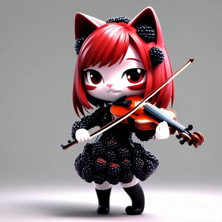 A 3d Chibi Anime Red Hair Cat Girl Playing Blackberryworld V...