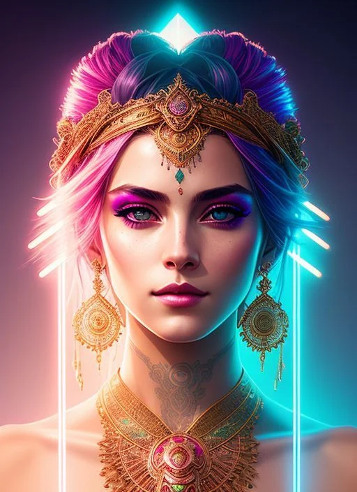 Swpunk Style1 Synthwave Portrait Of A Woman As A Beautiful G...