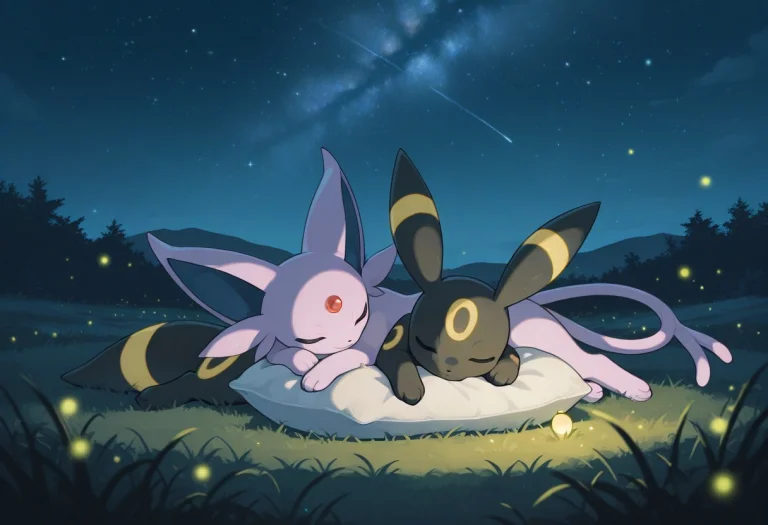 Espeon, Umbreon, Duo, Pokemon, Full Body, Closed Eyes, Outdo...