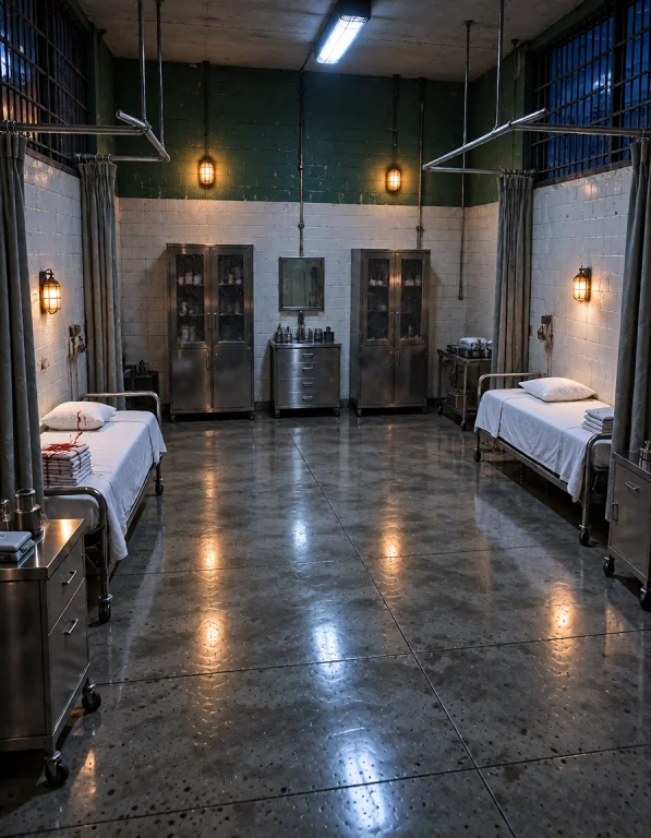 W0m3ns Pr1s0n, Photorealistic, Same Empty Prison Infirmary A...