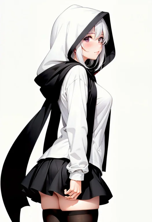 1girl, Illustration, Novel Illustration, White Hair, White H...