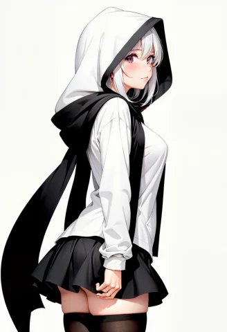 1girl, Illustration, Novel Illustration, White Hair, White H... — SDXL AI Prompt: 1girl, illustration, novel illustration, white hair, white hood, equiped hood, b...