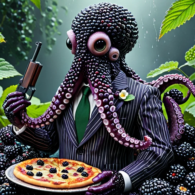 Blackberryworld, An Octopus In A Pinstripe Suit Holding A Pi...