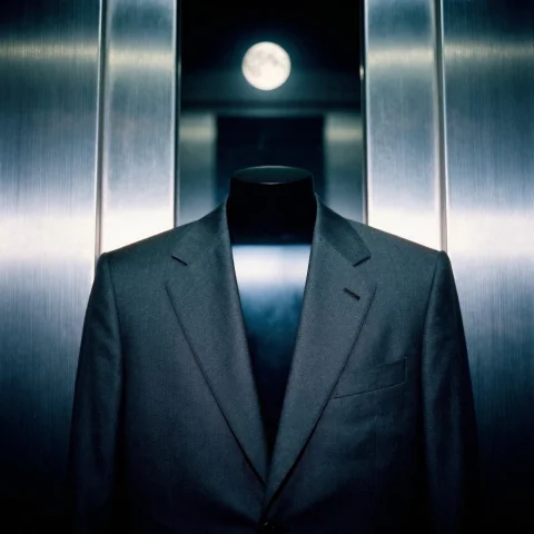 A Sharp Blazer Against Brushed Steel Panels, Film Photograph... — Stable Diffusion AI Prompt: a sharp blazer against brushed steel panels, film photography, moonlight, shallo...