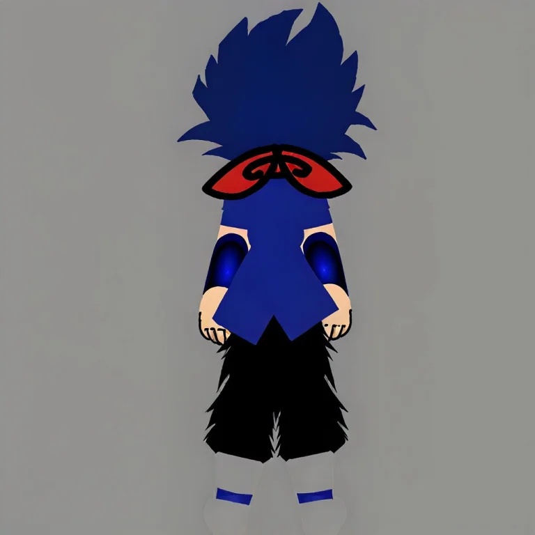 Light Saiyan, 1boy, Solo, Dark Blue Hair, Spiky Hair, Red Sc...