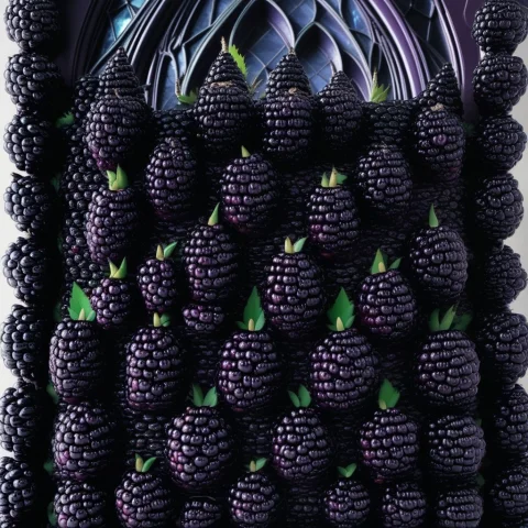 A Massive Gothic Cathedral Made Completely Of Organic Dark B... — SDXL AI Prompt: a massive gothic cathedral made completely of organic dark blackberry clusters,...