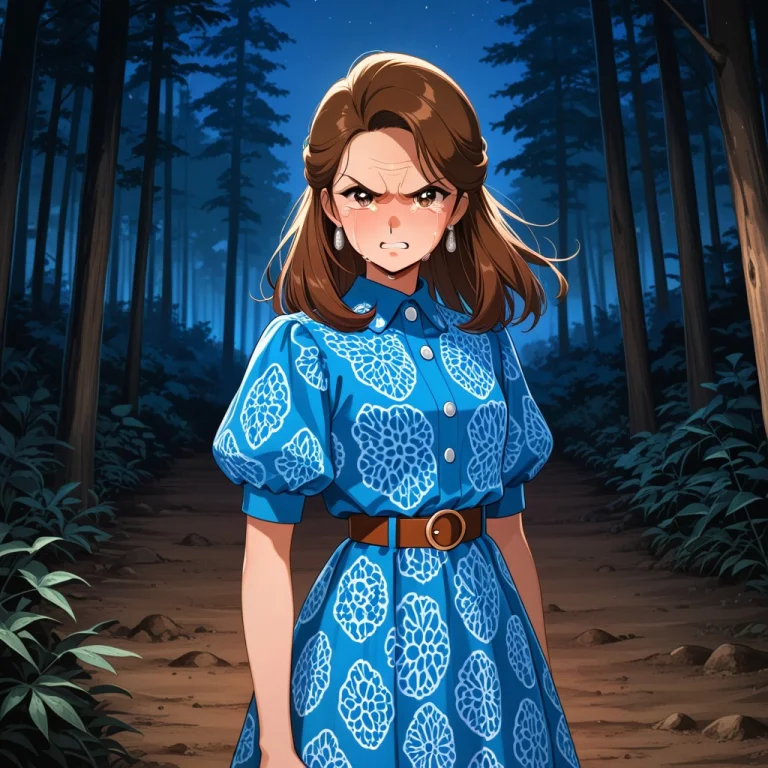 Fair Skin, Brown Hair, 1950s Dress, Young Woman, Crying, Ang...