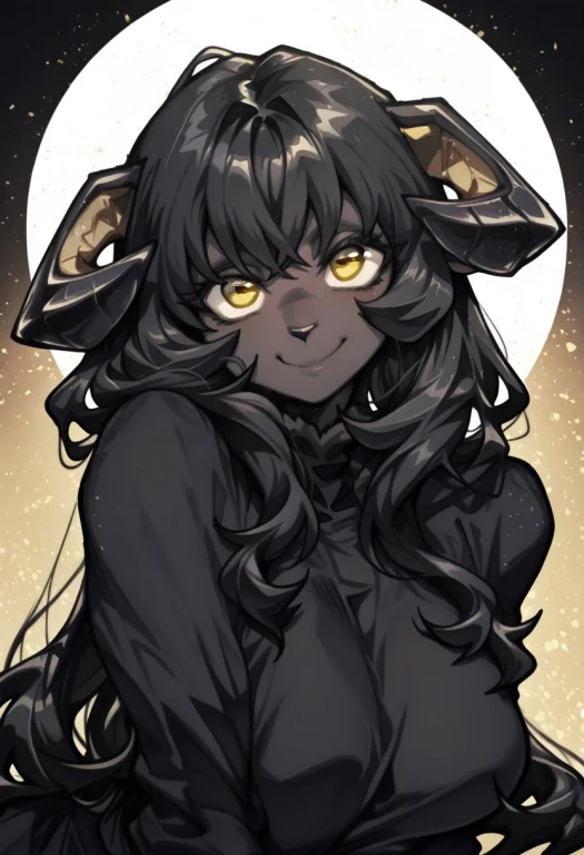 Prssadevur, 1girl, Goat Girl, Dark-skinned Female, Furry Fem...