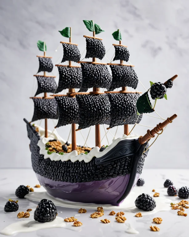 Blackberryworld Pirate Ship Sailing Across A Sea Of White Yo...