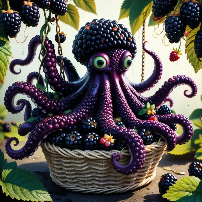 An Absurd Anthropomorphic Octopus Berry Picker Entirely Cons...