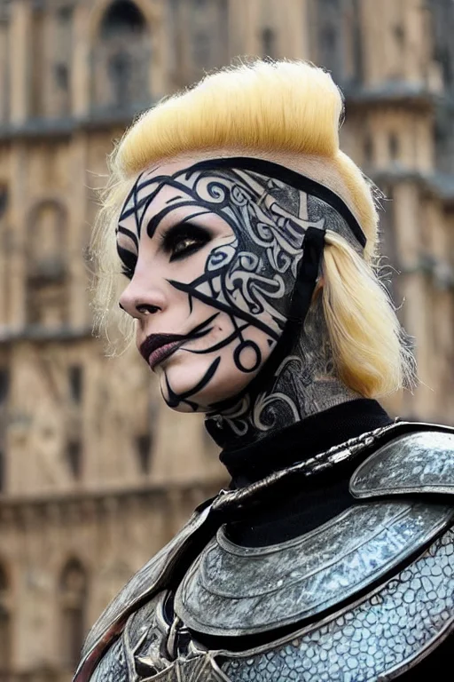 Painting Fantasy Villain Blond Woman With A Tattooed Face We...
