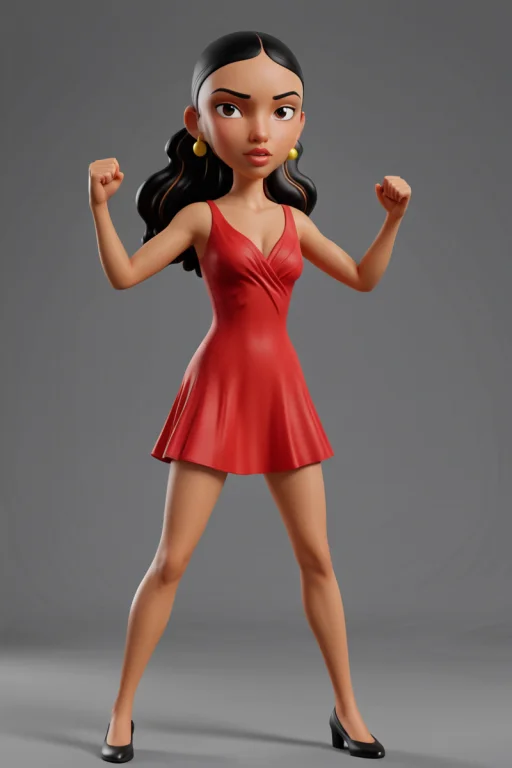 Monique, 1girl, Upper Body Portrait, 3d Character, Red Dress...