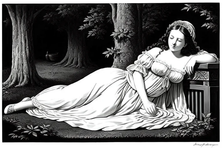A Black And White Illustration Of Close Up Of A Lustfull Wom...