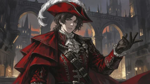 A Gothic Horror Digital Illustration Of An Aristocratic Man... — Stable Diffusion AI Prompt: a gothic horror digital illustration of an aristocratic man wearing a red tricor...