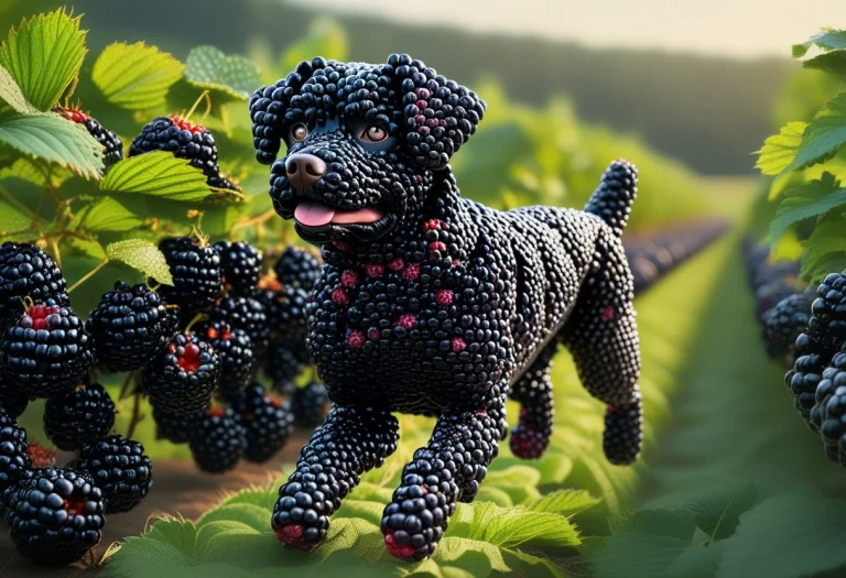 Photo-realistic A Blackberry Black Dog Made Of Shiny Juicy B...