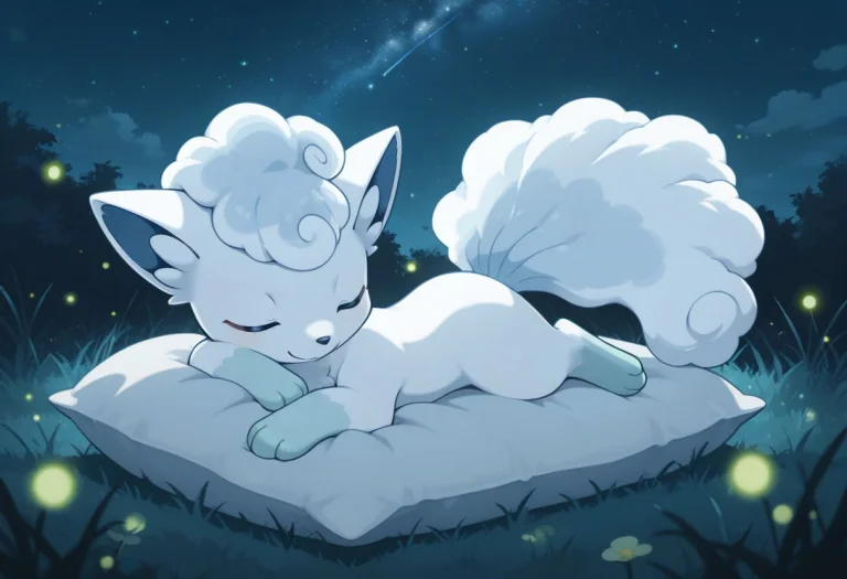Alolan Vulpix, Pokemon, Solo, Full Body, Closed Eyes, Outdoo...