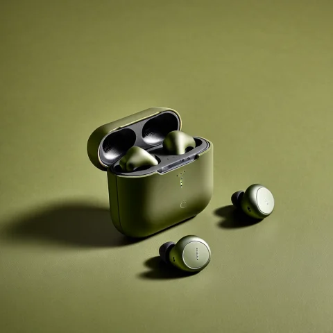 Loratech2matteolivev10.80, Techmatteolive, A Wireless Earbud... — SDXL AI Prompt: , techmatteolive, a wireless earbuds case on a matte olive-green surface, soft e...