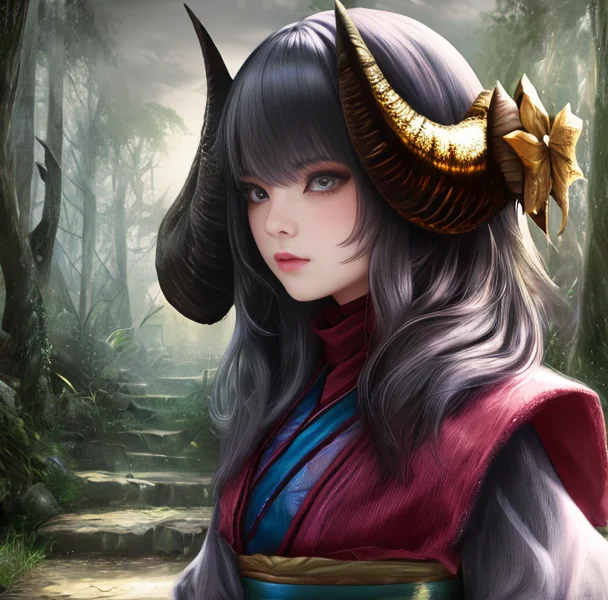 Lorakindred0.8,girl,horn Girl, Best Quality, Masterpiece, Be...