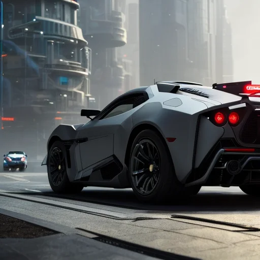 Cybernetic Car, Futuristic City Landscape, Sports Car, Hyper...
