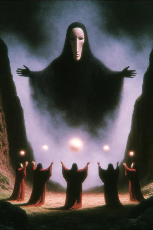Dcdrkfntsy, A Massive, Ethereal Figure With An Elongated, Ma...