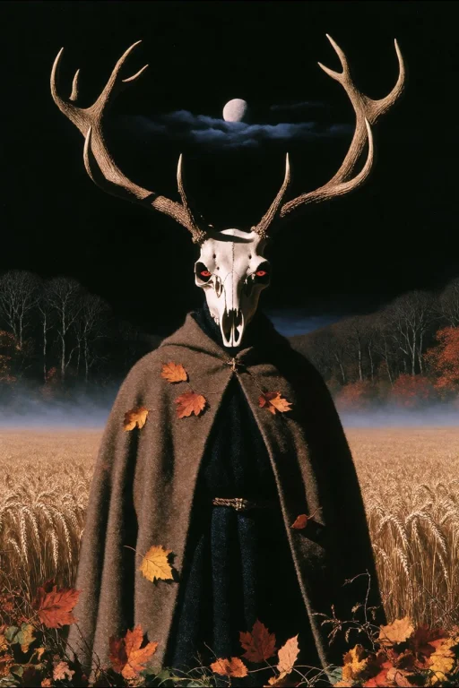 Dcdrkfntsy. Eye-level Medium Portrait Of A Solitary Antlered...