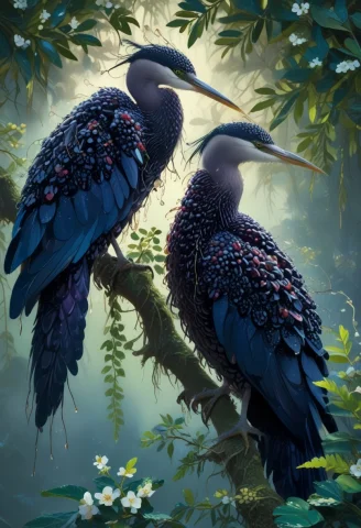 Blackberryworld. Create A Scene Where Blackberry Clusters Wi... — SDXL AI Prompt: blackberryworld. Create a scene where blackberry clusters with glossy, dark purp...