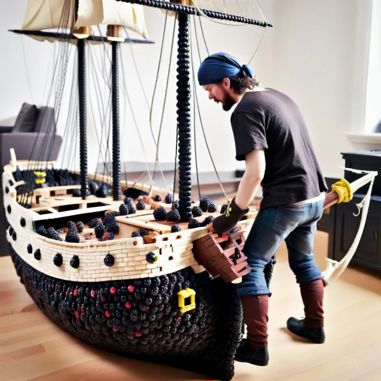 A Pirate Desperately Trying To Assemble Ikea Furniture On Hi...