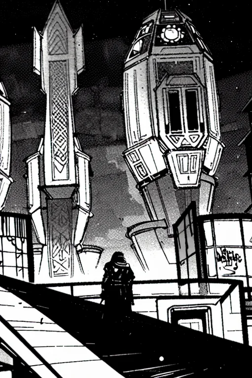 Alloldrpgarts1 A Man In A Armor In A Dark Scifi City