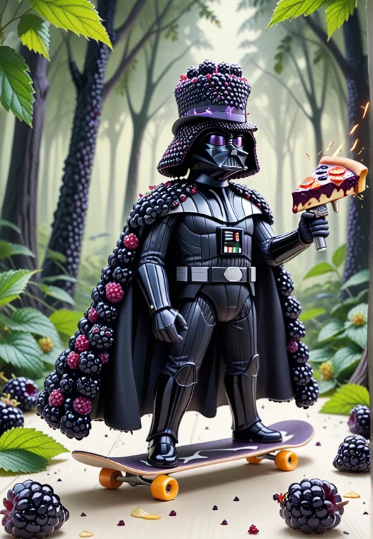 A Darth Vader Figure, Composed Of Blackberries With Purple A...