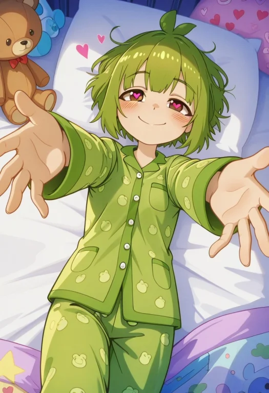 Bashame Meme, Short Hair, Green Hair, Ahoge, Brown Eyes, Fro...