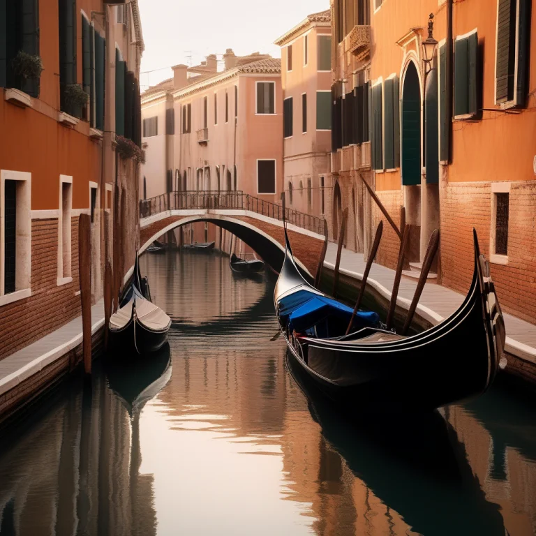 A Gondola Sliding Along A Quiet Canal, Alla Prima, High Key...