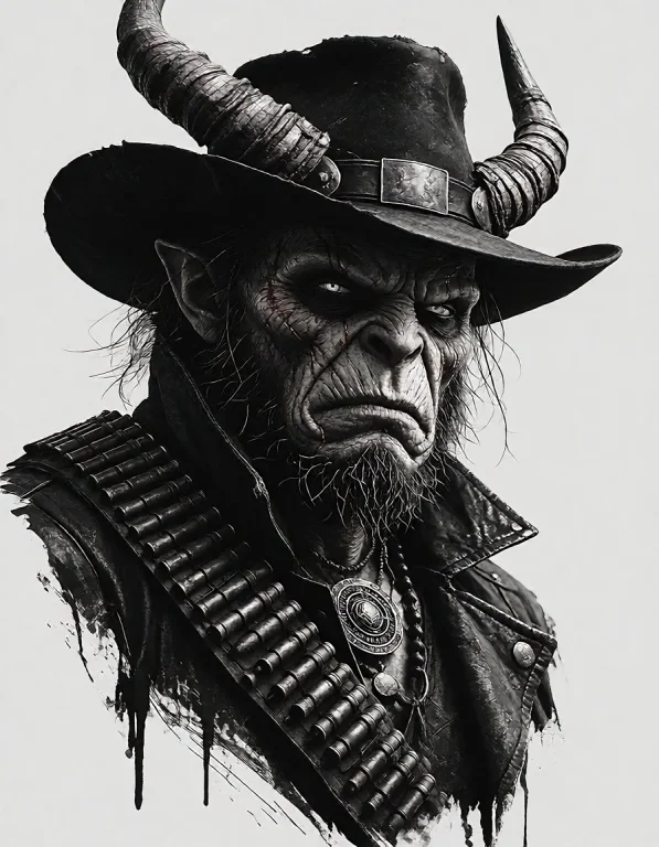 Lorakrea2inkrelic1, A Horned Demon Portrait With Ornate Trib...
