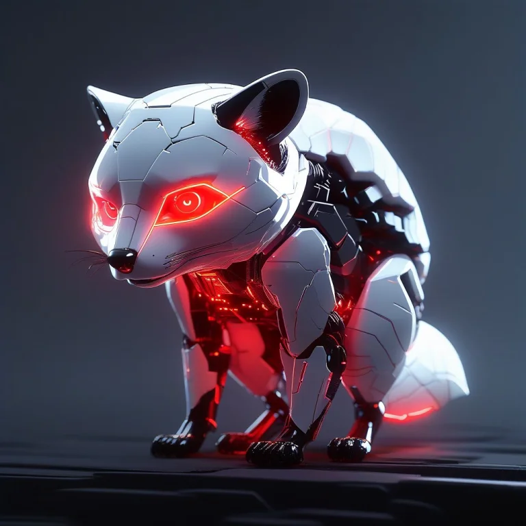A Cybernetic Raccoon, Rendered Entirely In Glossy, Brilliant...