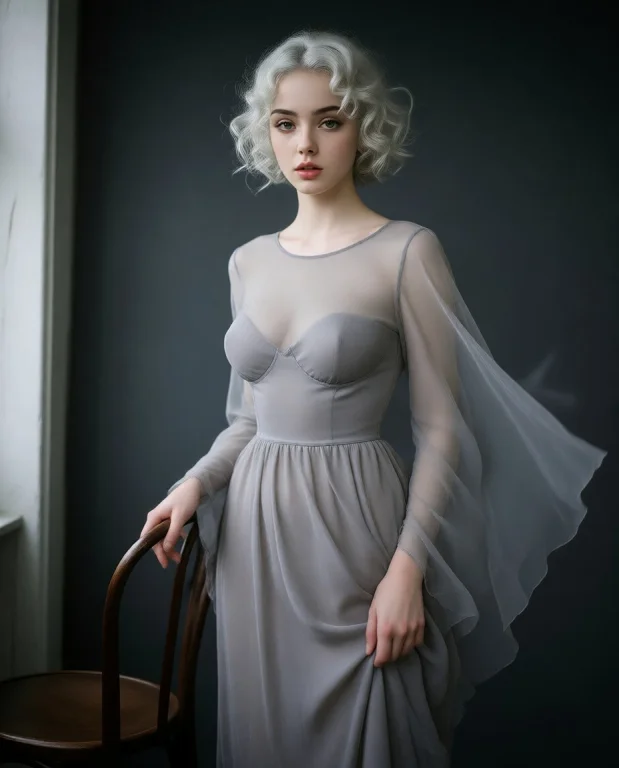 High-fashion Studio Portrait. A Striking 26-year-old Woman W...