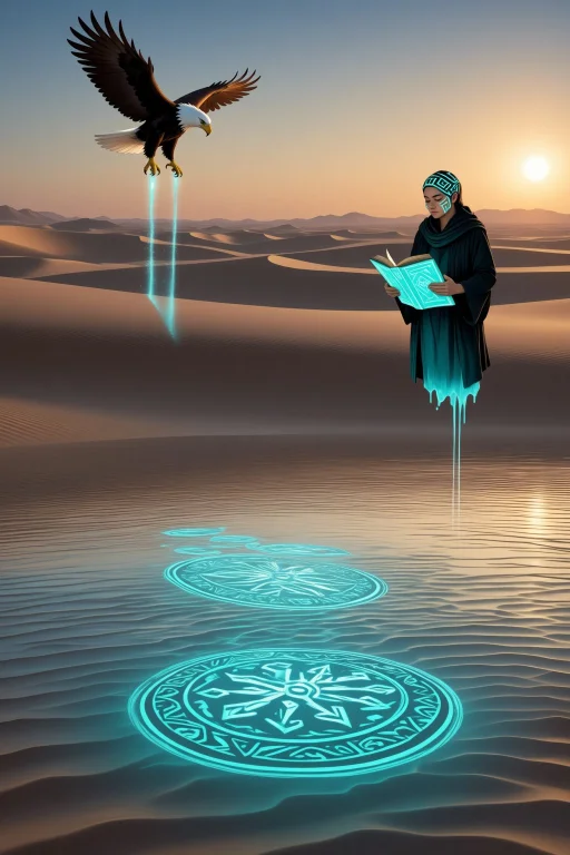 A Sunrise Desert Of Reflective Sand That Turns Into Liquid U...