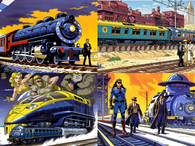 Atompunk Style Futuristic Egyptian Futuristic Train, Pulp-di...