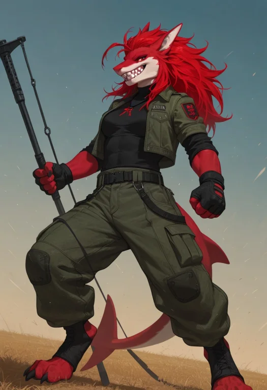 Furry Shark Female. A Wideopen Mouth Age 25. Athletic Build....