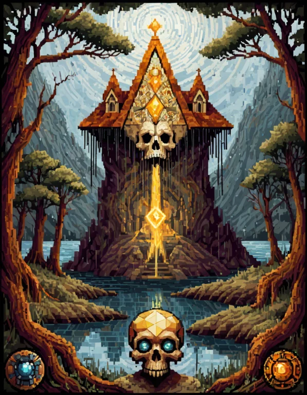 Retro Arcade Style, Intricate, Beautiful, Polygon, Ivory, Am...