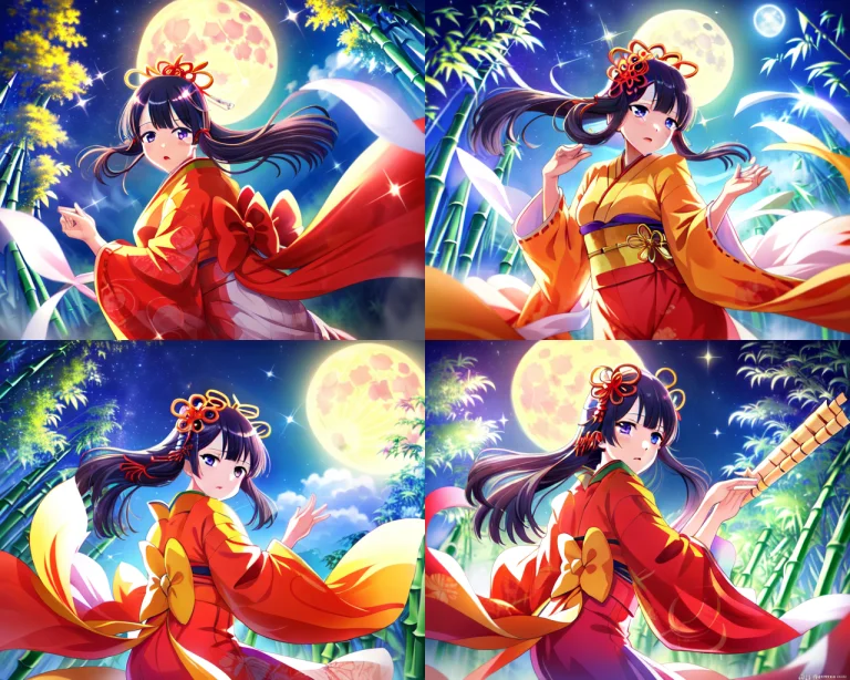 Tomoetamaostarlight,tomoetamaokaguyahime,1girl, Bamboo, Bamb...