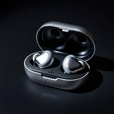 Loratech2moonlightsilverv10.80, Techmoonlight, A Wireless Ea... — SDXL AI Prompt: , techmoonlight, a wireless earbuds case bathed in cool silver moonlight with so...