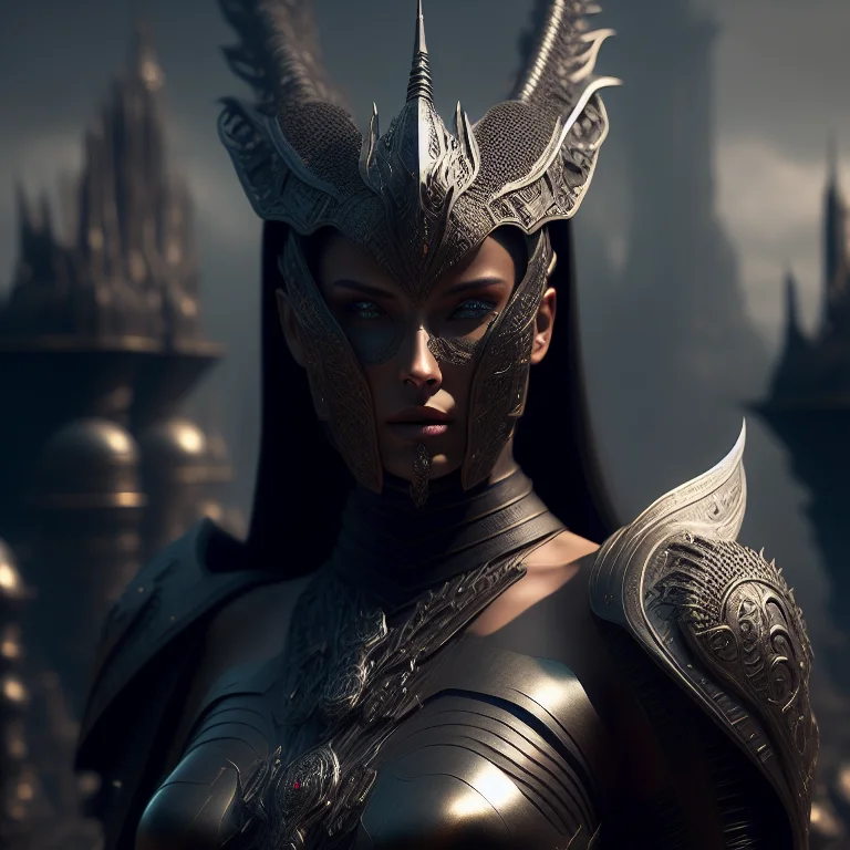 Dreamlikeart Gorgeous Lady Warrior Wearing A Draconic Futuri...